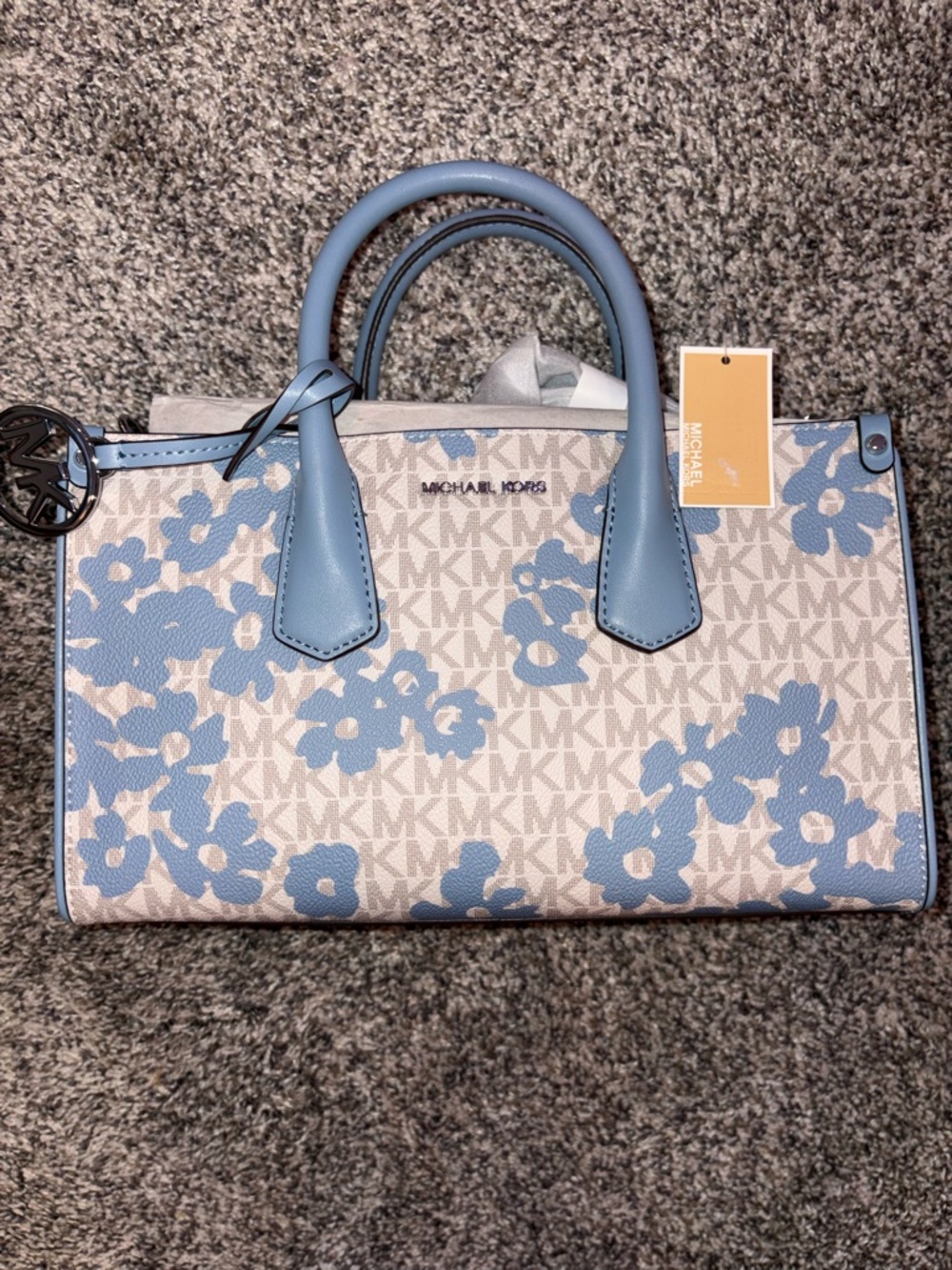 Michael Kors Light Blue Floral Logo Crossbody NWT
